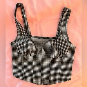 Lulu's Black and White Gingham Cropped Top
